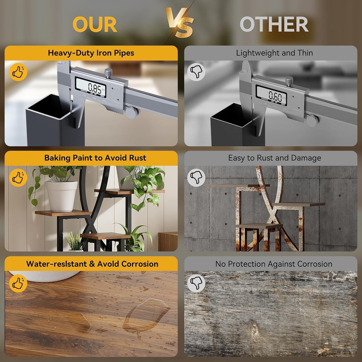 Plant Stand Indoor,8-Tier 65 inch Tall Plant Shelf for Indoor Plants with Grow Light, Plant Shelf with Adjustable Brightness & Timer,Modern Metal Plant Display Rack for Living Room/Patio