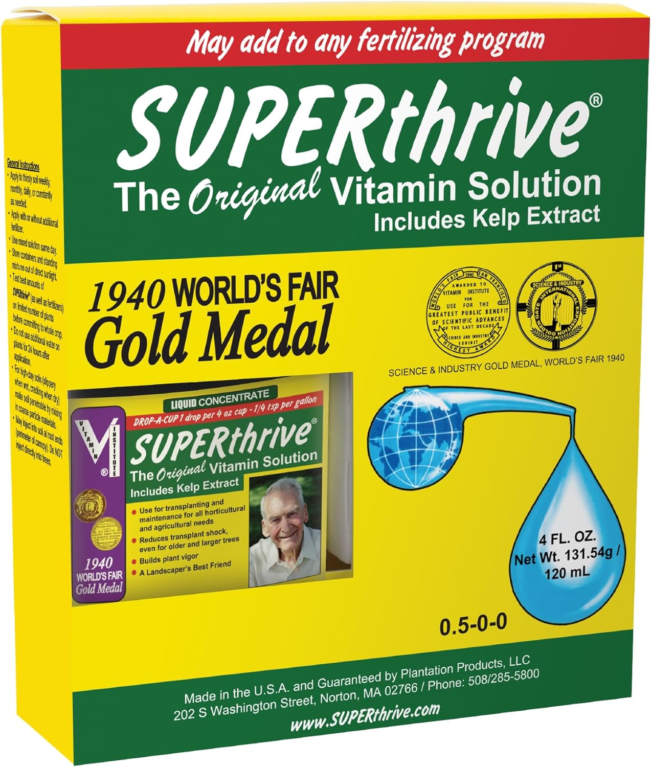 SUPERthrive The Original Vitamin Solution - Liquid Concentrate, May Add to Any Fertilizing Program, 4 fl. oz.