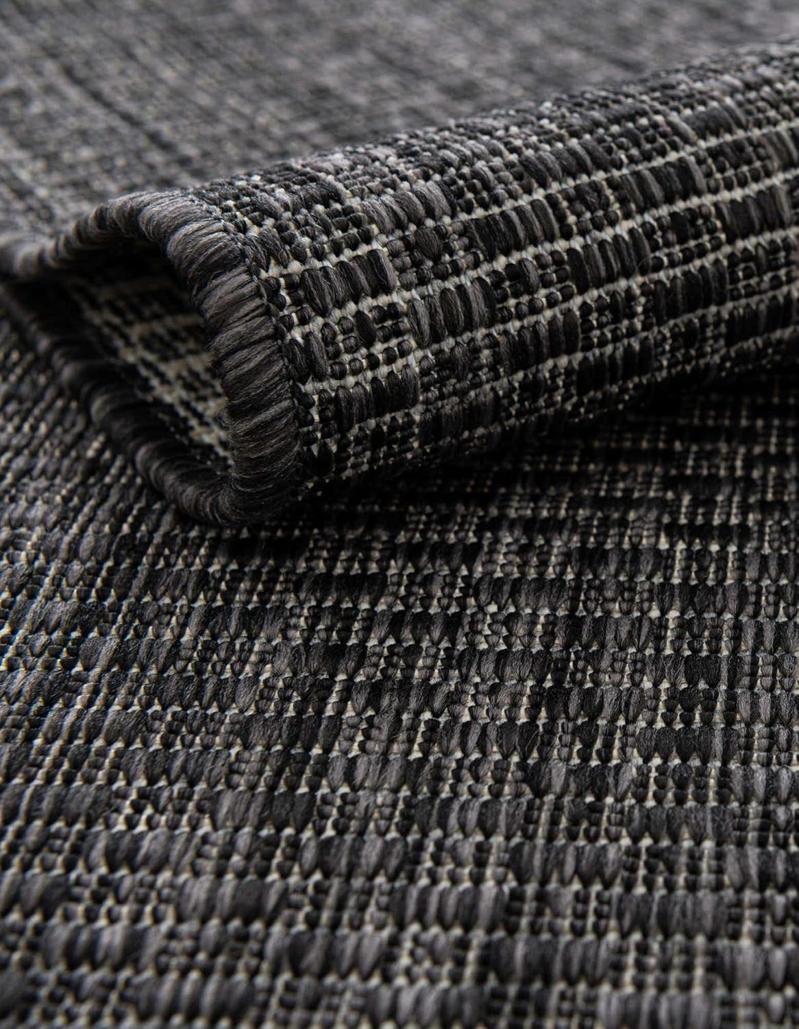 Unique Loom Outdoor Solid Collection Area Rug (10' x 14' Rectangle Black/Ivory)