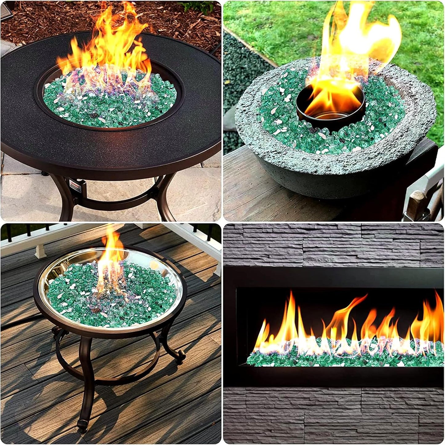 Mr. Fireglass 10 Pounds Fire Glass - 1/2 Inch High Luster Reflective Tempered Glass Rocks for Fireplace Fire Pit Table and Landscaping, Light Green