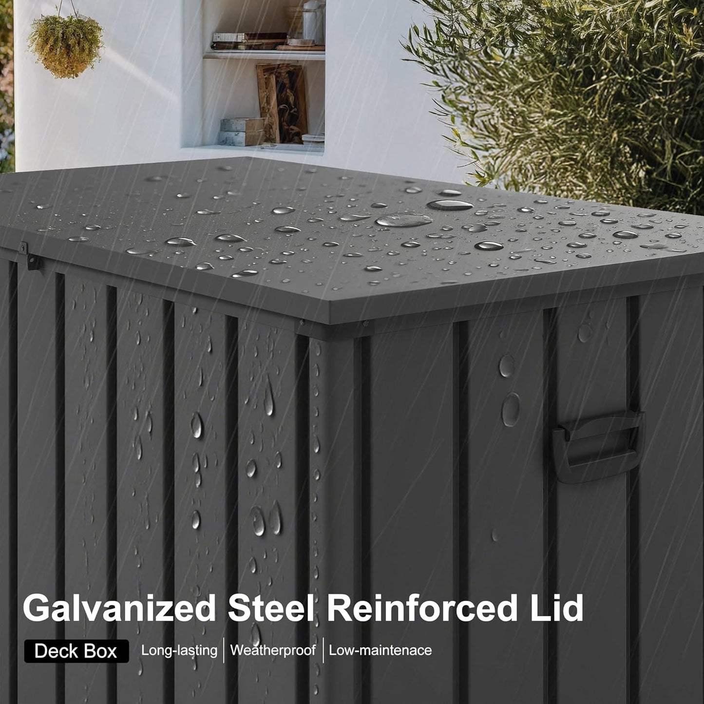 PURPLE LEAF Outdoor Deck Box 120 Gallon Waterproof Lockable Storage Box Container with Lid Deck Organization for Patio Cushions Side Table Pool Accessories Garden Tools, Gray