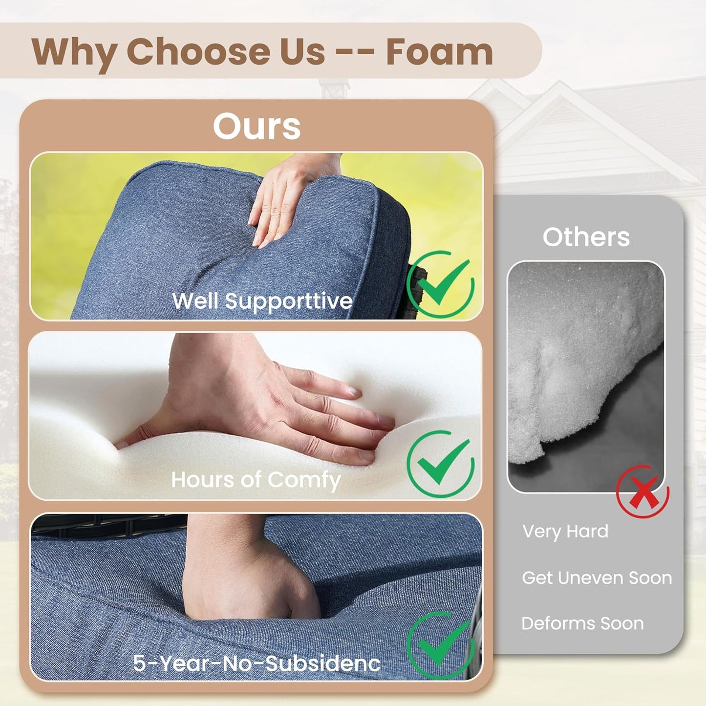 HOOOWOOO Patio Furniture Set,7 Pieces Outdoor Conversation Set,All Weather Wicker Loveseat Sofa Set with High Back Swivel Rocking Chairs Tables,Denim Blue