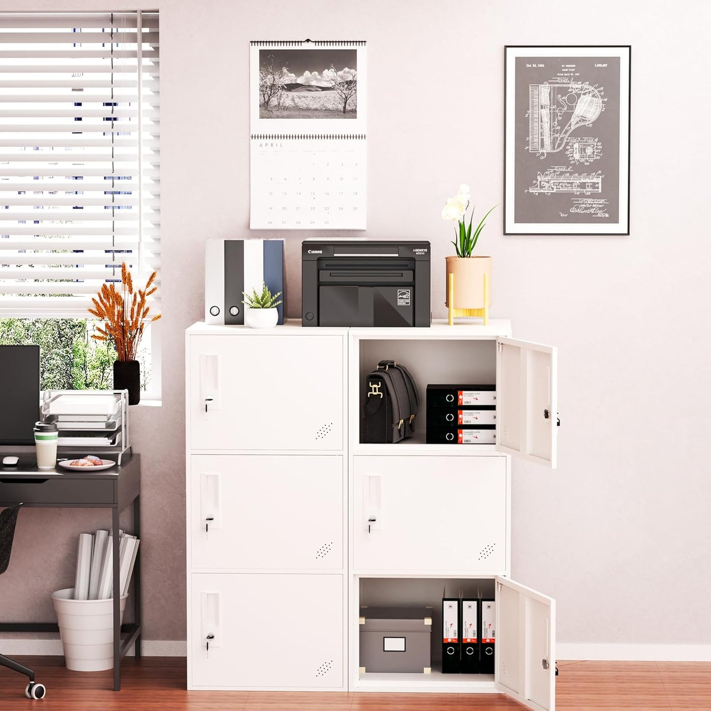 3 Door Vertical Stackable Storage Cabinet with Lock,Anti-Failing Device, Metal Lcoker,Organizer for Office, Home, Gym, School,Employee,Kids. (White)