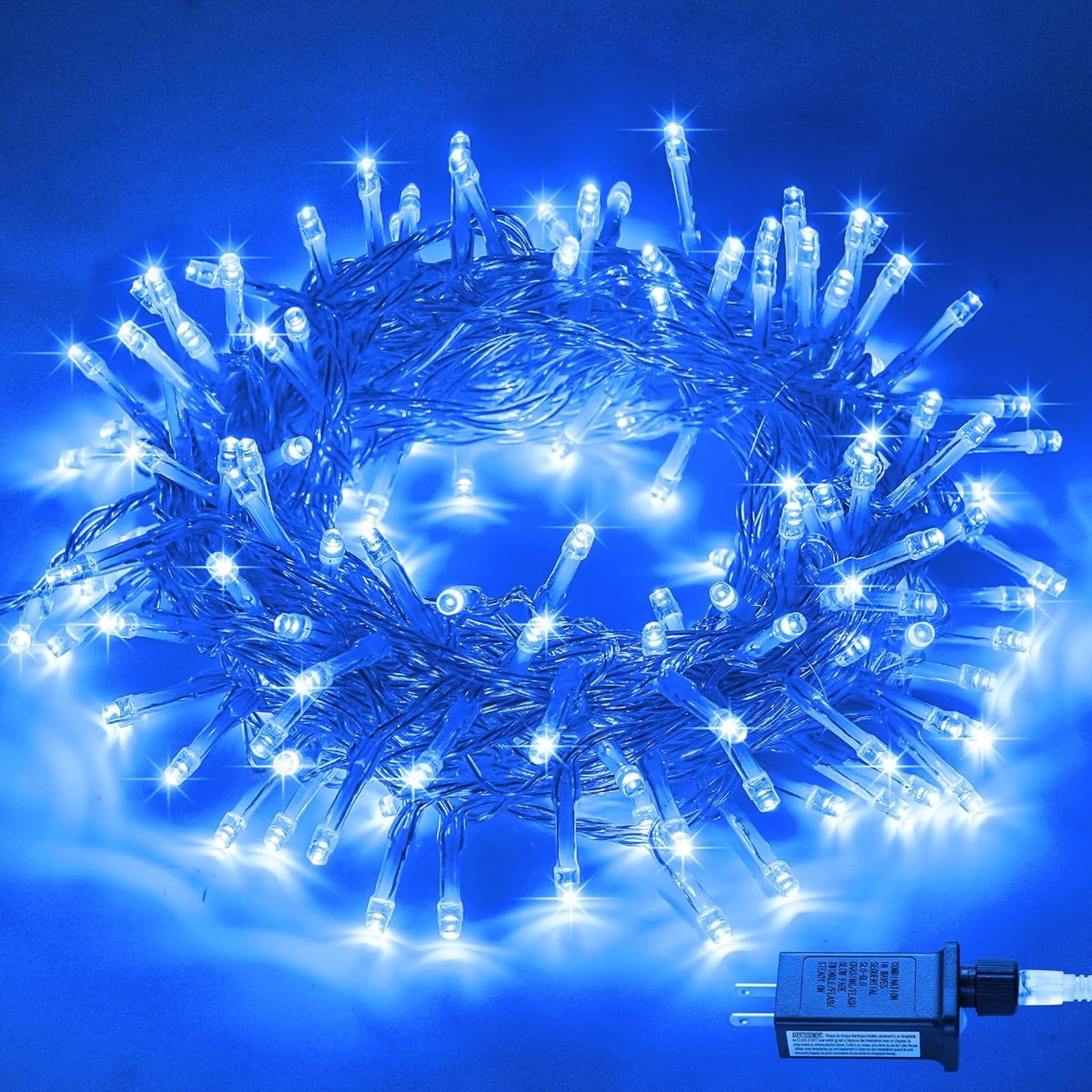 JMEXSUSS Connectable 100 LED Blue Christmas Lights Clear Wire, 8 Modes Blue Christmas Tree Lights Indoor Outdoor Plug in, 33ft Fairy String Lights for Christmas Tree, Xmas, Party, Garden
