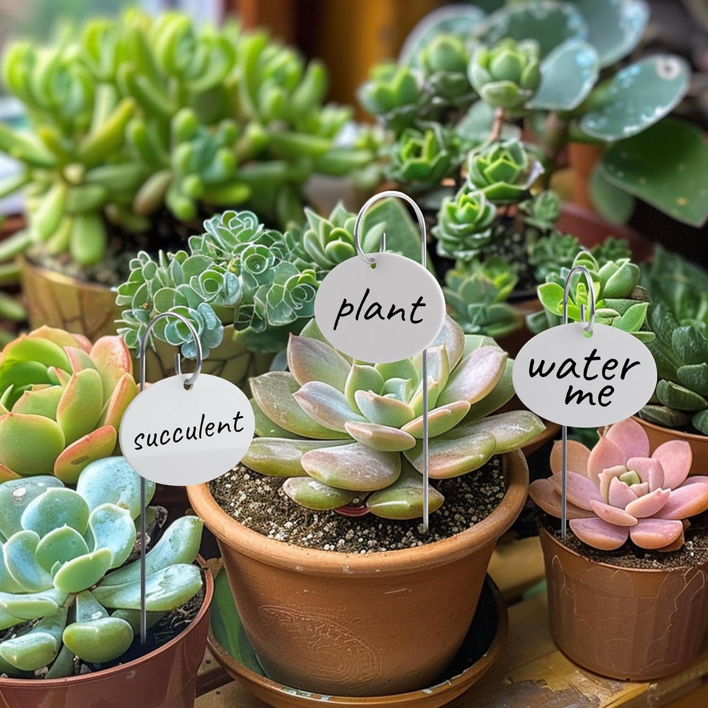 Temlum Plant Labels with Marker Pen, 25 Pcs Plant Garden Markers Garden Label Stakes Plant Sign Tags for Outdoor Plants, Flowers, Herbs, Seed (White)