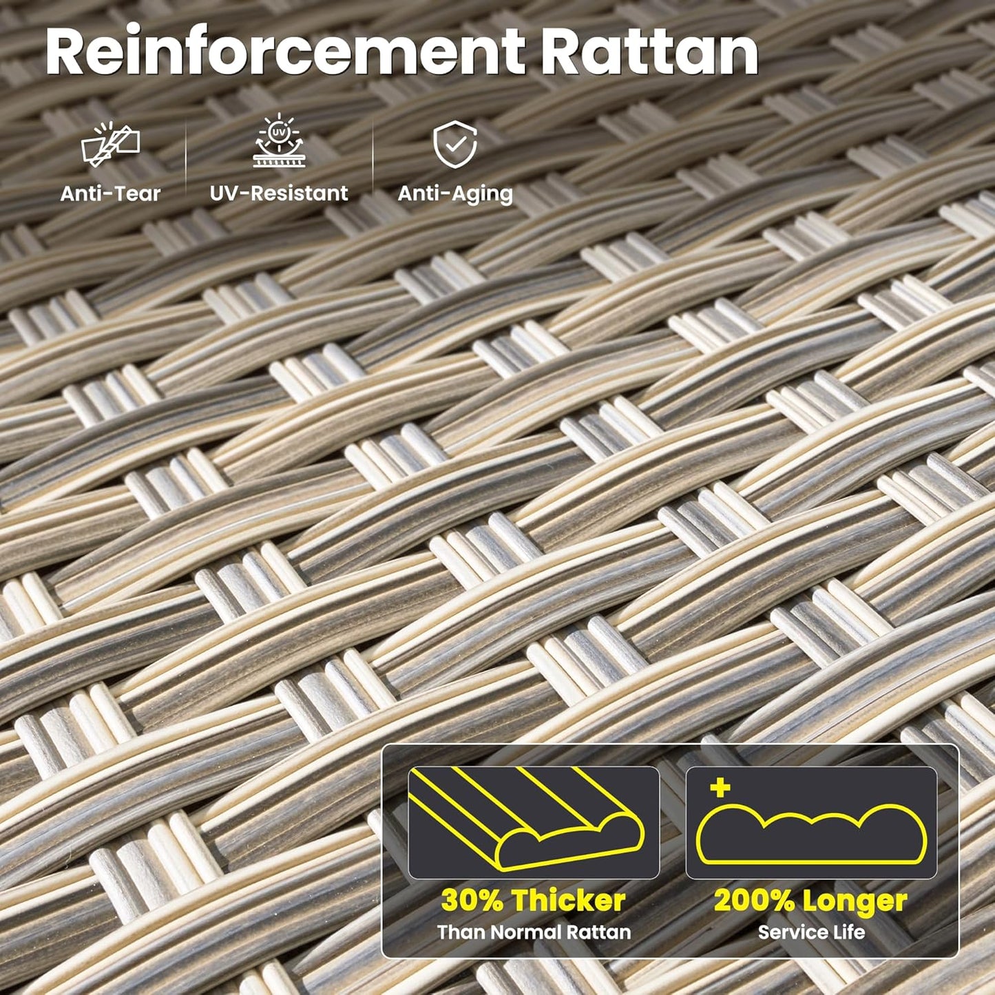 ovios 5 Pieces Patio Furniture Set Outdoor Sectional Sofa Couch with Deep Seat Chaise Comfy Cushions, Modern Modular Wicker Rattan Conversation Set Porch Deck Garden, Black