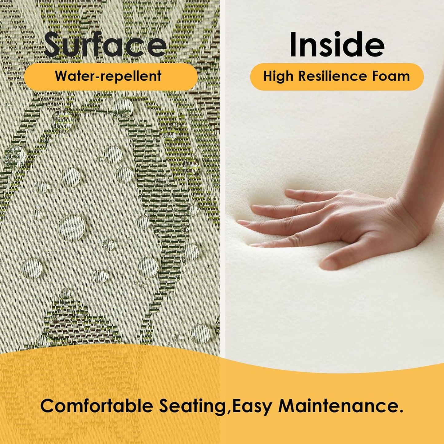 Outdoor Square Corner Seat Cushion, 18.5"x16"x3", Set of 4, Non Slip Seat Cushion Pads with Removable Cover for Patio Furniture, Garden Yard Lawn, Dark Green Vine