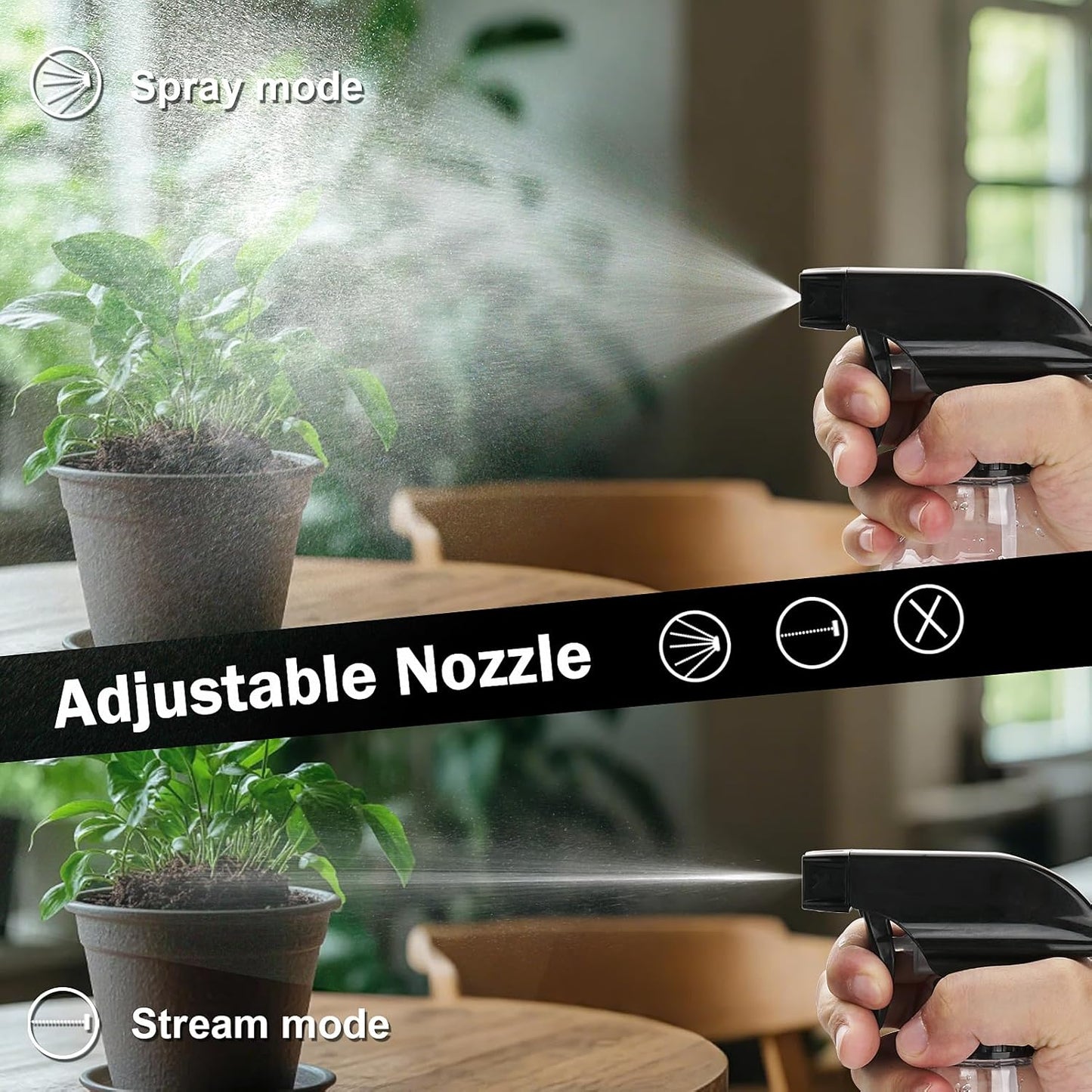 Spray Bottles 16.9oz Plastic Empty Spray Bottle for Hair Mist/Stream Spraying Heavy Duty Water Spray Bottles for Cleaning Solutions, Plants, Essential Oils 2 Pack (16.9oz)