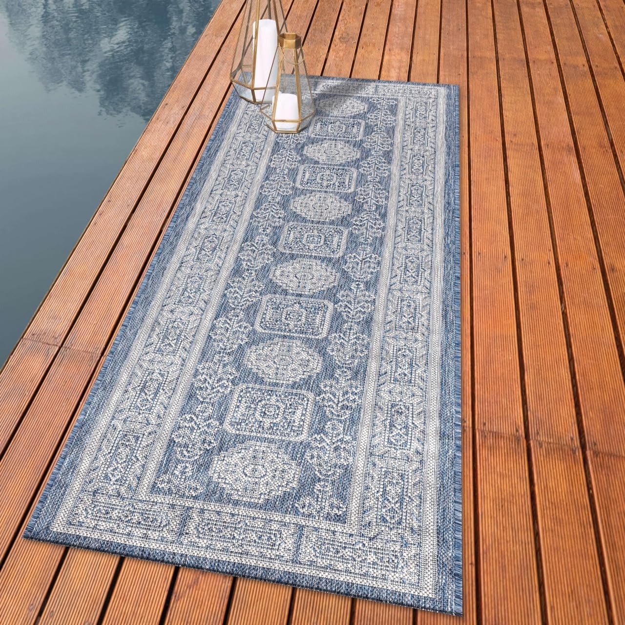 Keen Home Design Terrace Outdoor Runner Rug - 2x10 Washable Indoor/Outdoor Rug for Patio, Kitchen, Balcony, Beach, Garden, Deck and Porch, Size: 2'2"x9'11"