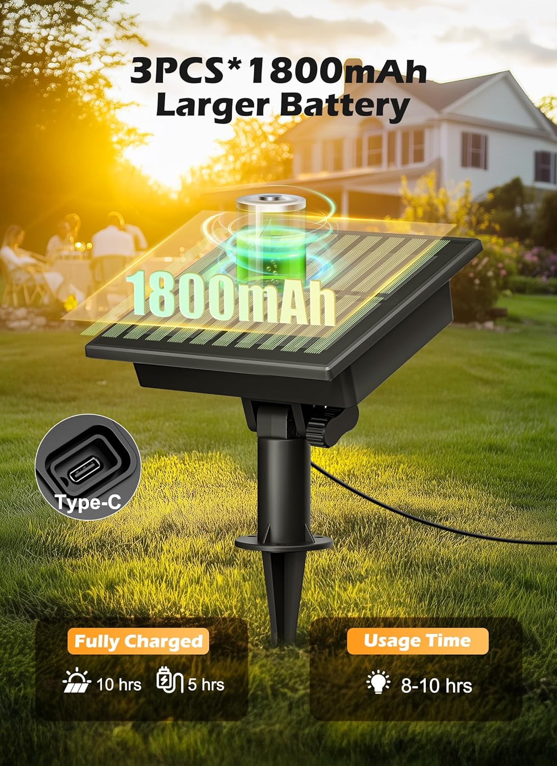 Brightown Solar Lights Outdoor Waterproof 108FT with 50 Shatterproof ST38 LED Bulbs, 2700K Solar Lights Outdoor with Remote, Solar String Lights for Outside, Camping, Yard, Party Decor