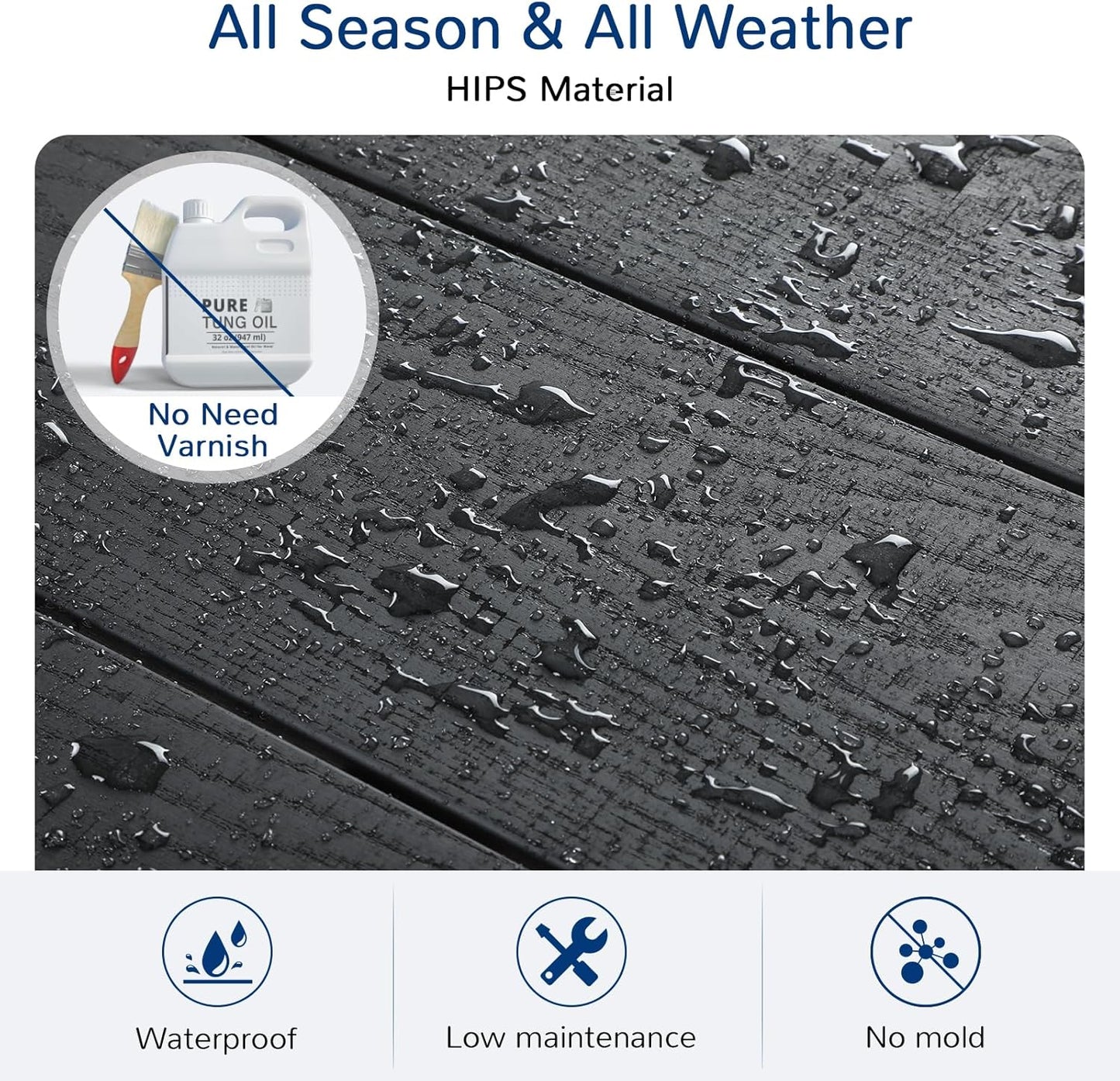 3 Piece Outdoor Bar Set, 42" Rectangular Pub Height High Top Bar Table & 2 Outdoor Bar Stools for Patio, Garden, Poolside and Bistro, Weatherproof, Black