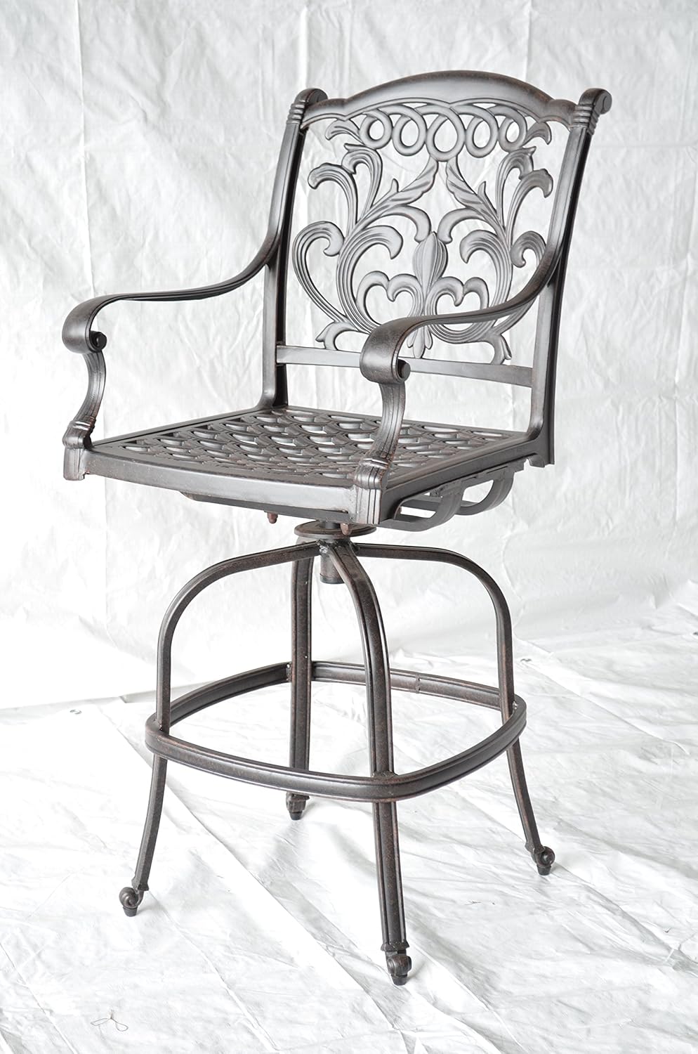 PatioLand Mandalay Patio Cast Aluminum 5pc Party Bar with Half Moon Bar Table - Antique Bronze