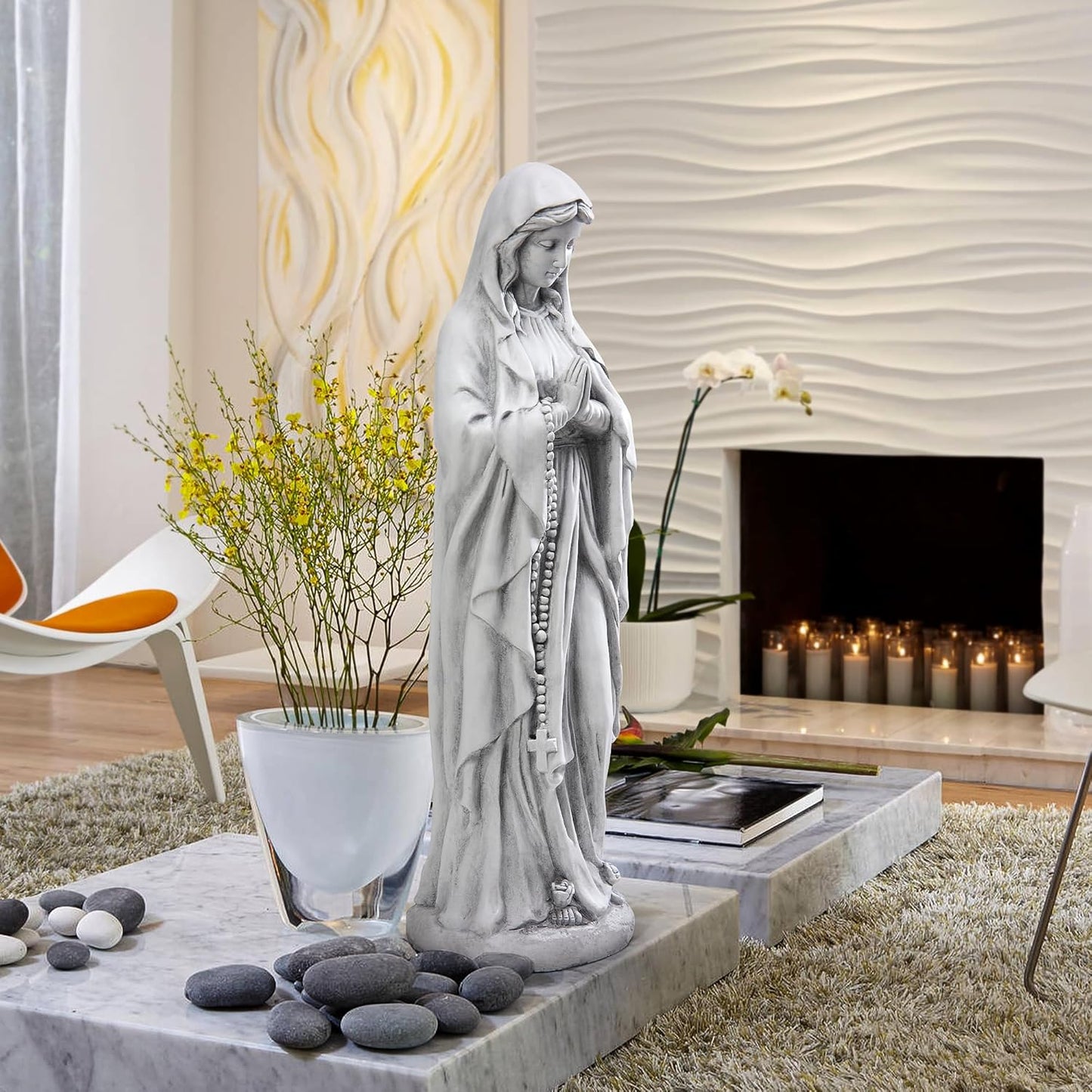 TOETOL Virgin Mary Praying Statue 29.9 Inch Tall Outdoor Garden Religious Decorations Statue Clearance for Home Yard Patio Lawn Hallway Decor Sculpture Magnesium Oxide Stone