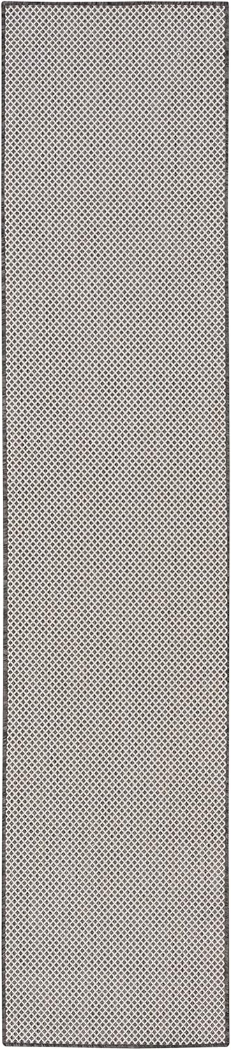 Nourison Home Courtyard 10' Runner Ivory Charcoal Fabric Modern Area Rug (10' Runner)