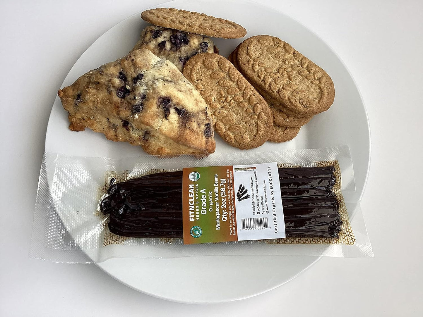 2oz Madagascar Organic Vanilla Beans Gourmet Grade A. Certified USDA Organic 6"-8" by FITNCLEAN VANILLA Bourbon Fresh for Extract, Essence, Brewing, Baking NON-GMO Whole Pods