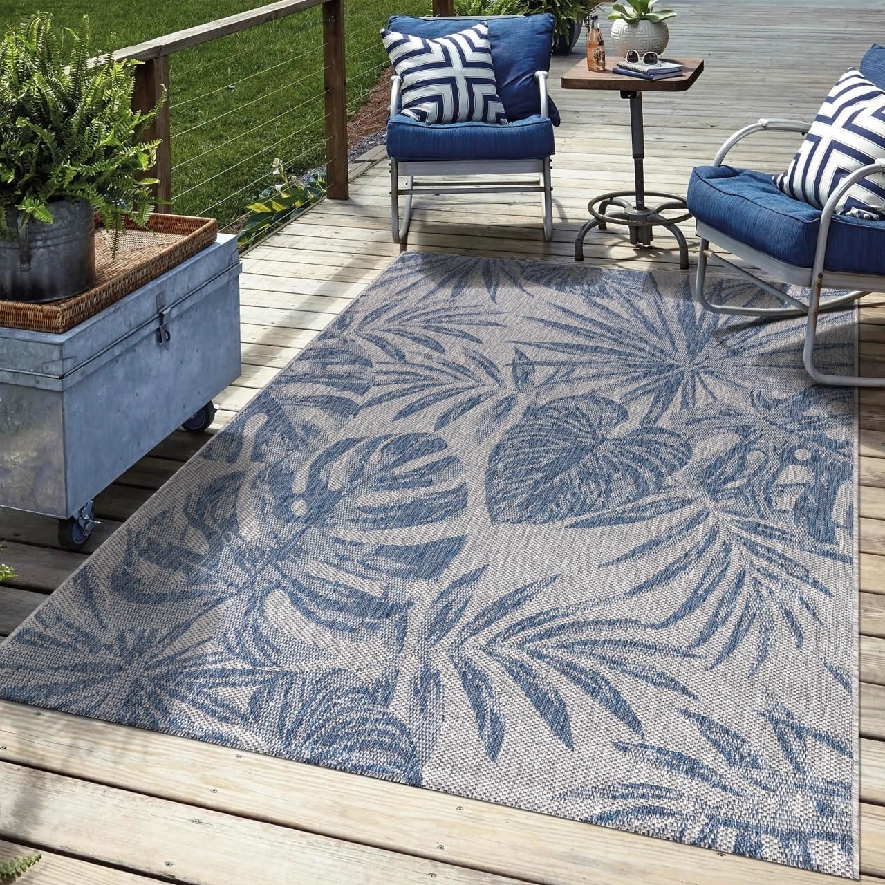 Keen Home Design Terrace Outdoor Area Rug - 9x12 Washable Indoor/Outdoor Rug for Patio, Kitchen, Balcony, Beach, Garden, Deck and Porch, Size: 8'10"x12'