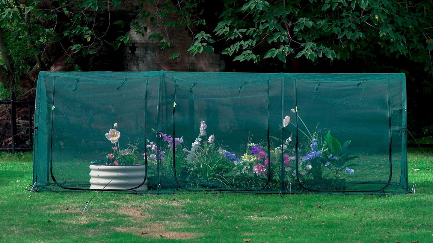 Poray Large 12.3X4FT Tunnel Plant Netting Cover,4.1FT Tall Crop Cage Tomato Netting for Vegetables&Fruits,Durable Gardening Net for Plant and Animals