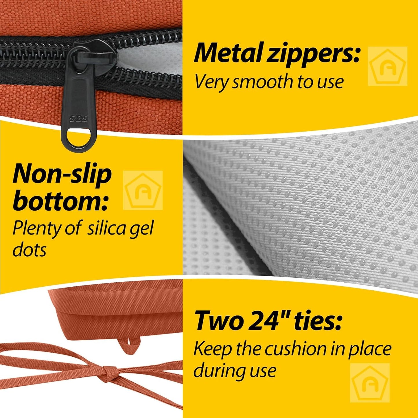 AAAAAcessories Outdoor Seat Cushions for Chairs, Waterproof, Fade-Resistant Patio Furniture Replacement Cushions, 18" x 18" x 2", Set of 2, Rust