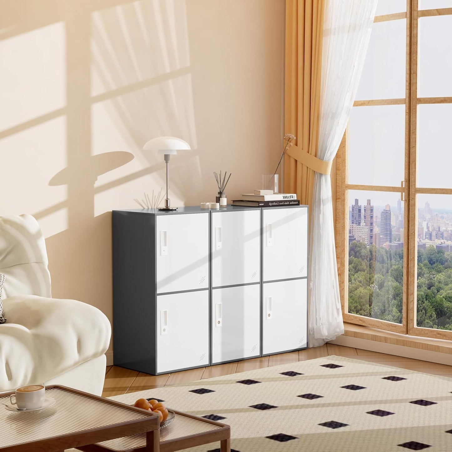 2 Door Metal Vertical Storage Locker for School, Office, Home,Gym,Stackable Steel Storage Cabinet with Lock,Anti-Falling Device. (2 Door, Grey)