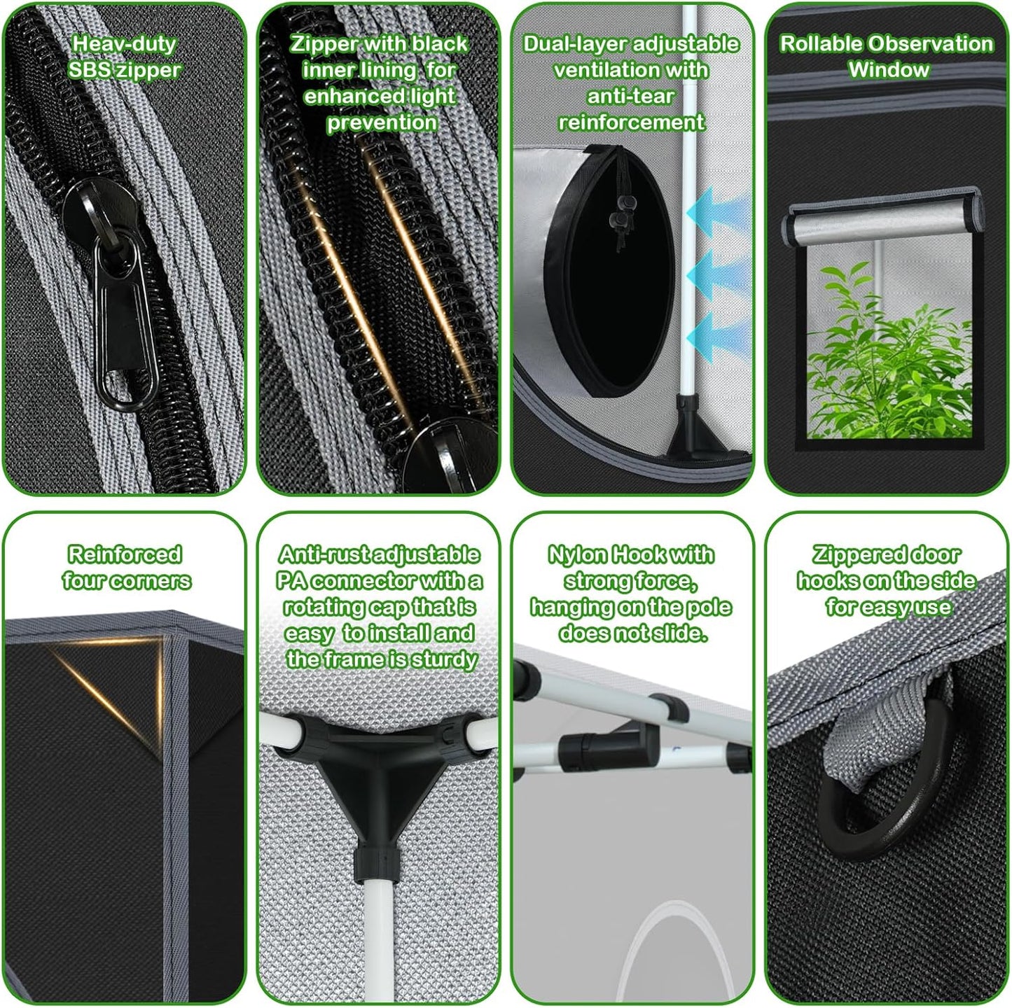 Grow Tent 48"x48"x78" Growing Tents for Indoor Plant 600D Mylar Hydroponic High Reflective Grow Tent for Plant Fruit Flower Veg Growing 4x4