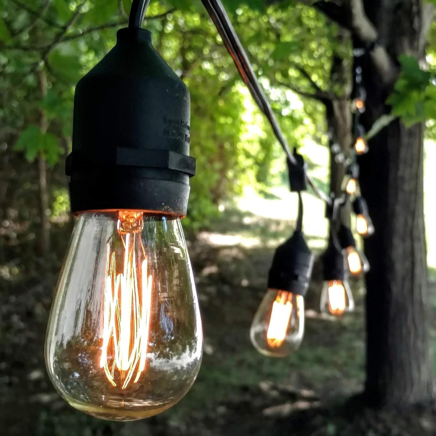 Hometown Evolution, Inc. 50 Foot E26 Commercial Edison Bulb String Lights with 25 Suspended Sockets and S14 Lantern Edison 11 Watt Bulbs