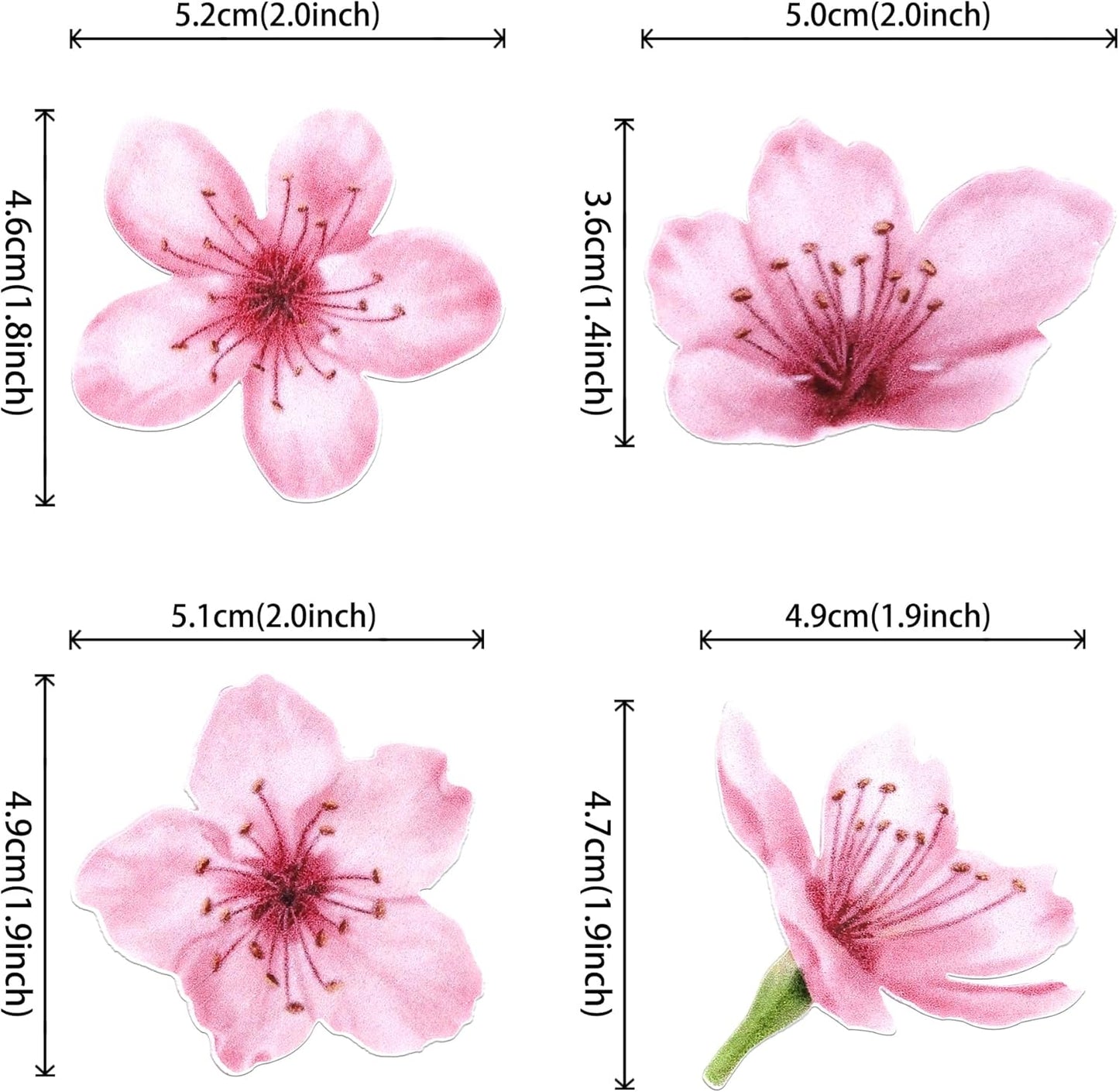 40 PCS Edible Cherry Blossoms Cupcake Toppers Edible Cherry Blossoms Flowers Cake Decorations Wafer Paper Flowers Cupcake Topper for Baby Shower Wedding Birthday Party Decorations Supplies Colorful