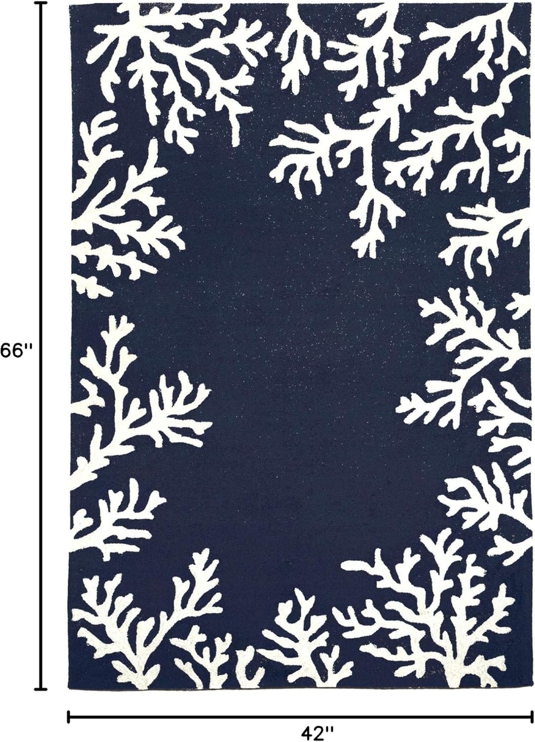 Liora Manne Capri Coastal Coral Border Navy Indoor/Outdoor Rug, 3'6" x 5'6'