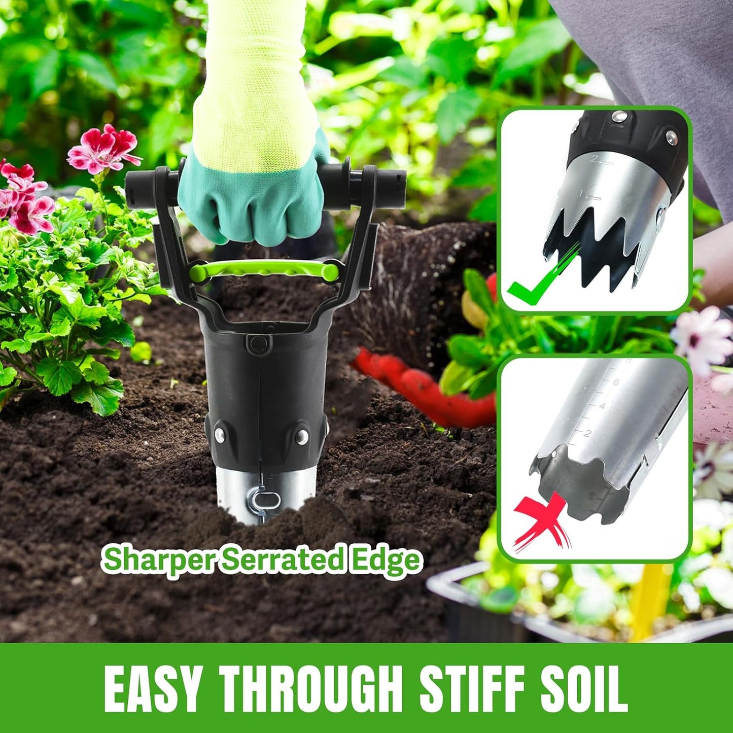 joyhalo Garden Bulb Planter Tool, 5 inch Depth Bulb Planting Tool, Gardening Garden Tools, Automatic Soil Release Bulb Planters for Plants Seeds & Bulbs Tulip Daffodils Dahlias Lilies Onions