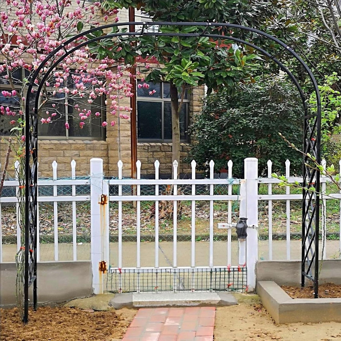 Heavy Duty Steel Garden Arbor & Trellis Arch for Grape Vines Climbing Plants Pergola Outdoor Theme Decoration Archway 180cm 260cm 340cm 140cm (Color : Black, Size : 102" W x 91" H)