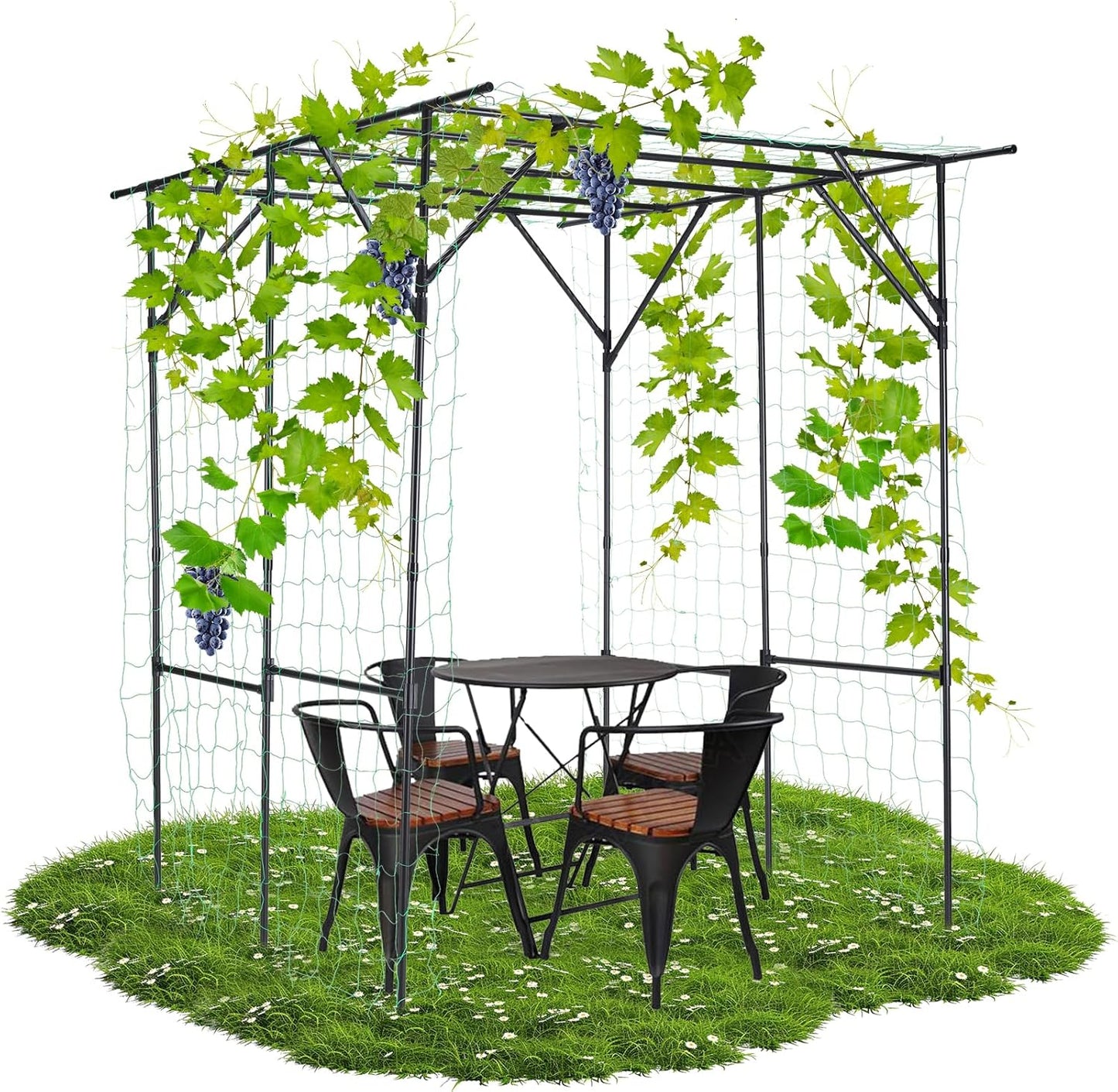 Lalahoni Large Garden Arch Trellis for Climbing Plants Outdoor, 78x78 inches Plastic-Coated Metal Grape Vine Support Arch Arbor Tall Trellis Yard Patio Lawn Yard Garden Decoration, Lightweight
