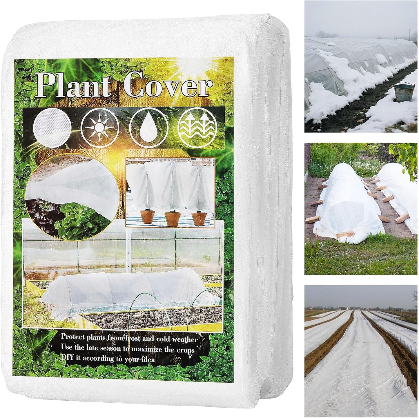 Plant Covers Freeze Protection, 10x33FT Reusable Thickened Winter Floating Row Covers, Frost Cloth Blanket Shade Cloth Garden Fabric Plant Cover for Raised Beds Vegetables Insect Winter Frost