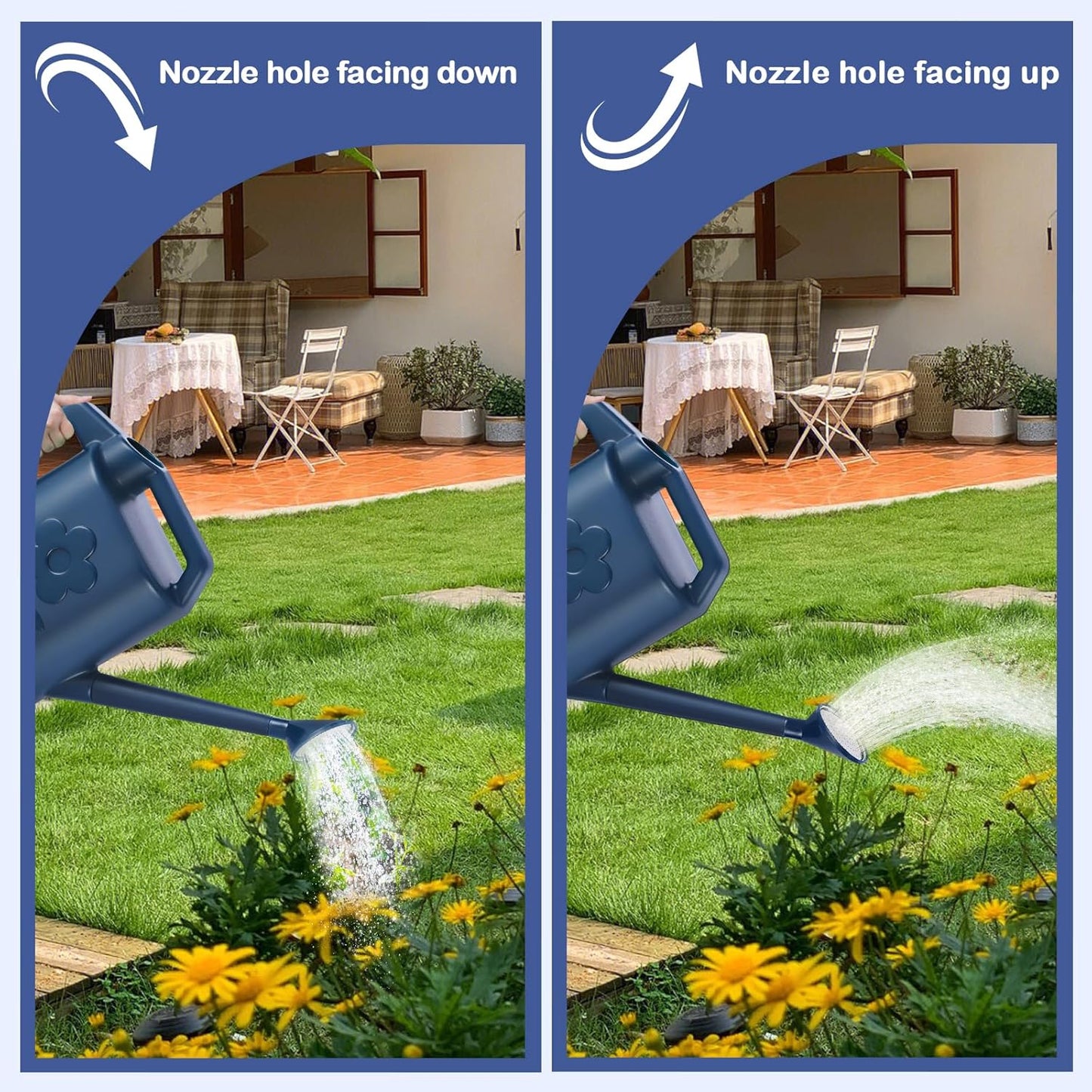 2 Gallon Watering Can for Indoor Plants, Garden Watering Cans for Outdoor Plant House Flower, Modern Plant Watering Can Large Long Spout with Sprinkler Head