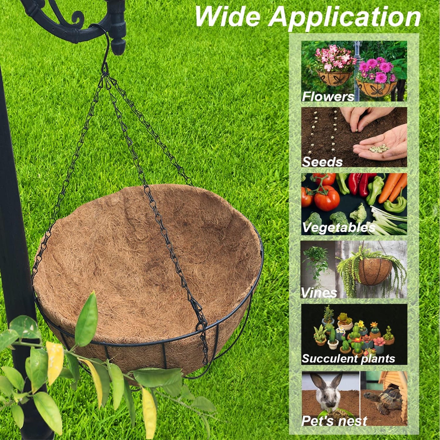 EROCK 2Pcs Coco Liners for Planters Hanging Basket, Round 8/10/12/14/16 inch Thick Coconut Coir Coco Fiber Liners for Planters Garden Patio Porch Window Plants Flowers Pot Indoor Outdoor (12 inch)