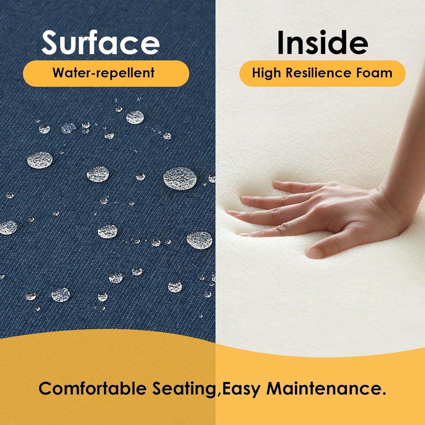 Outdoor Sunbrella Square Corner Seat Cushion, 18.5"x16"x3", Set of 4, Non Slip Seat Cushion Pads with Removable Cover for Patio Furniture, Garden Yard Lawn, Specrtum Indigo