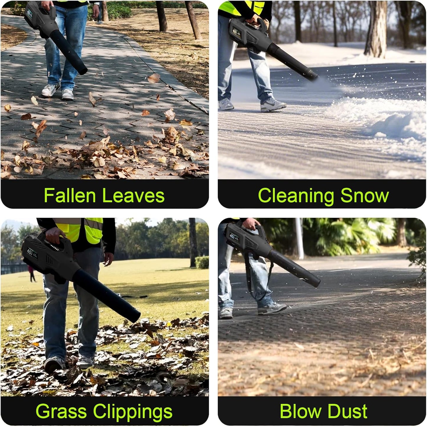 Leaf Blower Cordless with Battery - 40V Powerful Electric Leaf Blower, 600CFM &180MPH and Variable-Speed with 5.0Ah Battery and Charger for Lawn Care, Patio, Dust, Blowing Leaves (Grey)