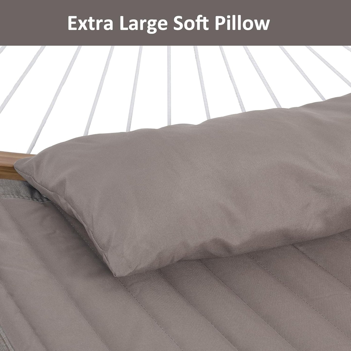 SUNCREAT Hammocks Portable Hammock with Frame, Backyard Double Hammock with Curved Spreader Bar, Brown