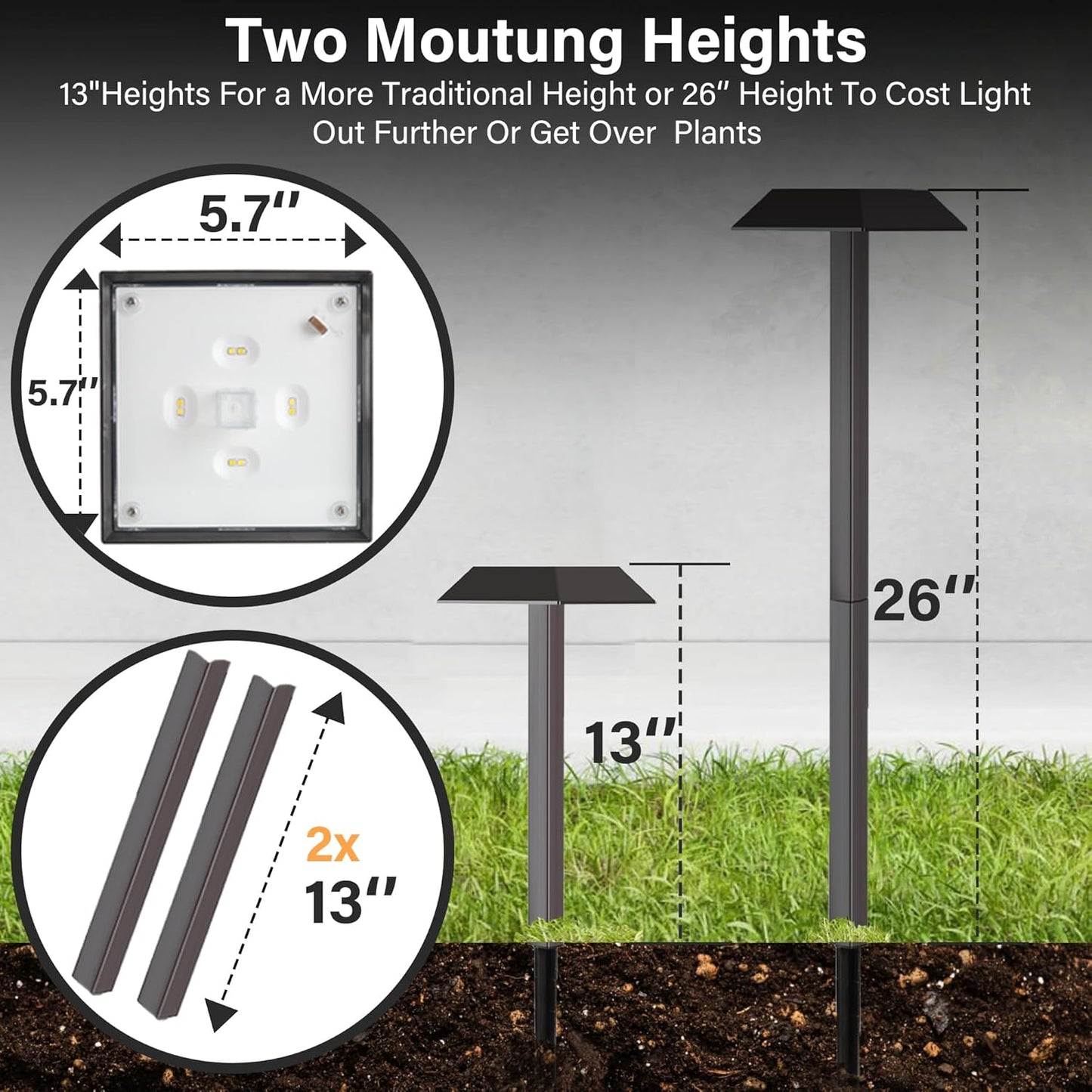 Bobcat Solar Landscape Pathway Lights Super Bright with 2-in-1 Warm White and Daylight Modes, Solar Lights for Outdoor Path, Sidewalk, Driveway, or Walk Way, Dark Brown(4 Pack)