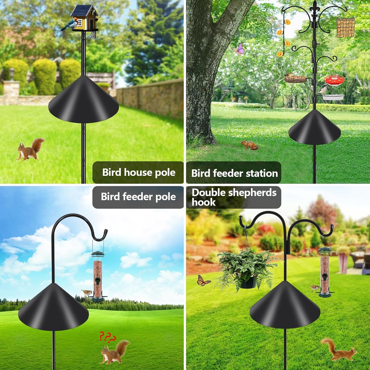 Gtongoko 19 Inch Squirrel Baffle for Bird Feeder Pole Squirrel Guards for Shepherds Hook Stopper for Bird Feeders Black 1 Pack
