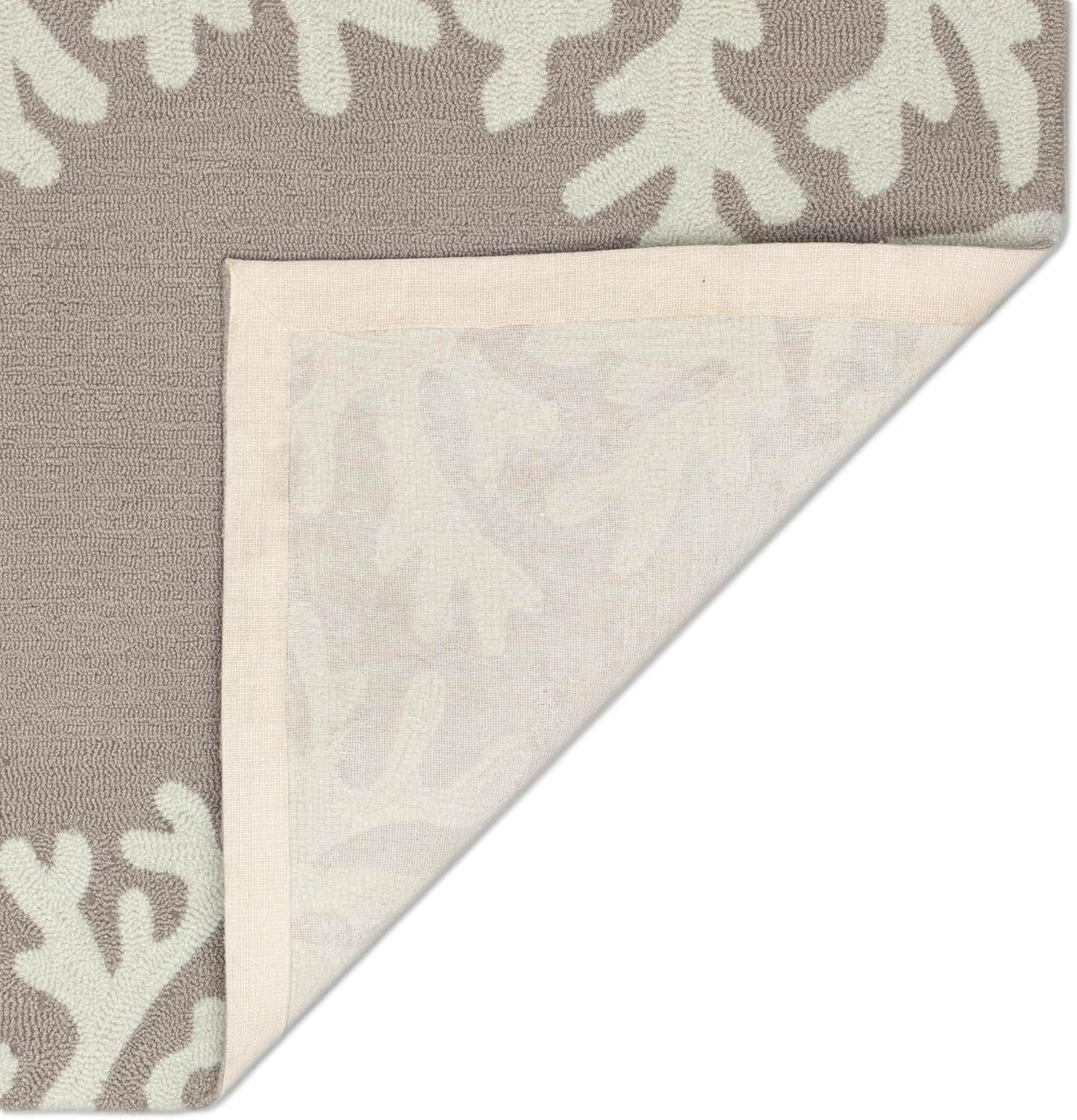 Liora Manne CAPRI Indoor/Outdoor Handmade Synthetic Blend Durable Area Rug - Traditional Border Coastal Beach Accent (Coral Border Silver) (2' x 3')