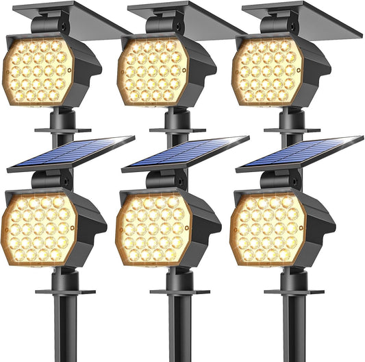 NIORSUN Solar Spot Lights Outdoor,23 LEDs Landscape Lighting with Auto On/Off and 3 Lighting Modes, IP67 Waterproof Spotlights,Outdoor Solar Lights for Yard Garden,6 Pack(Warm White)