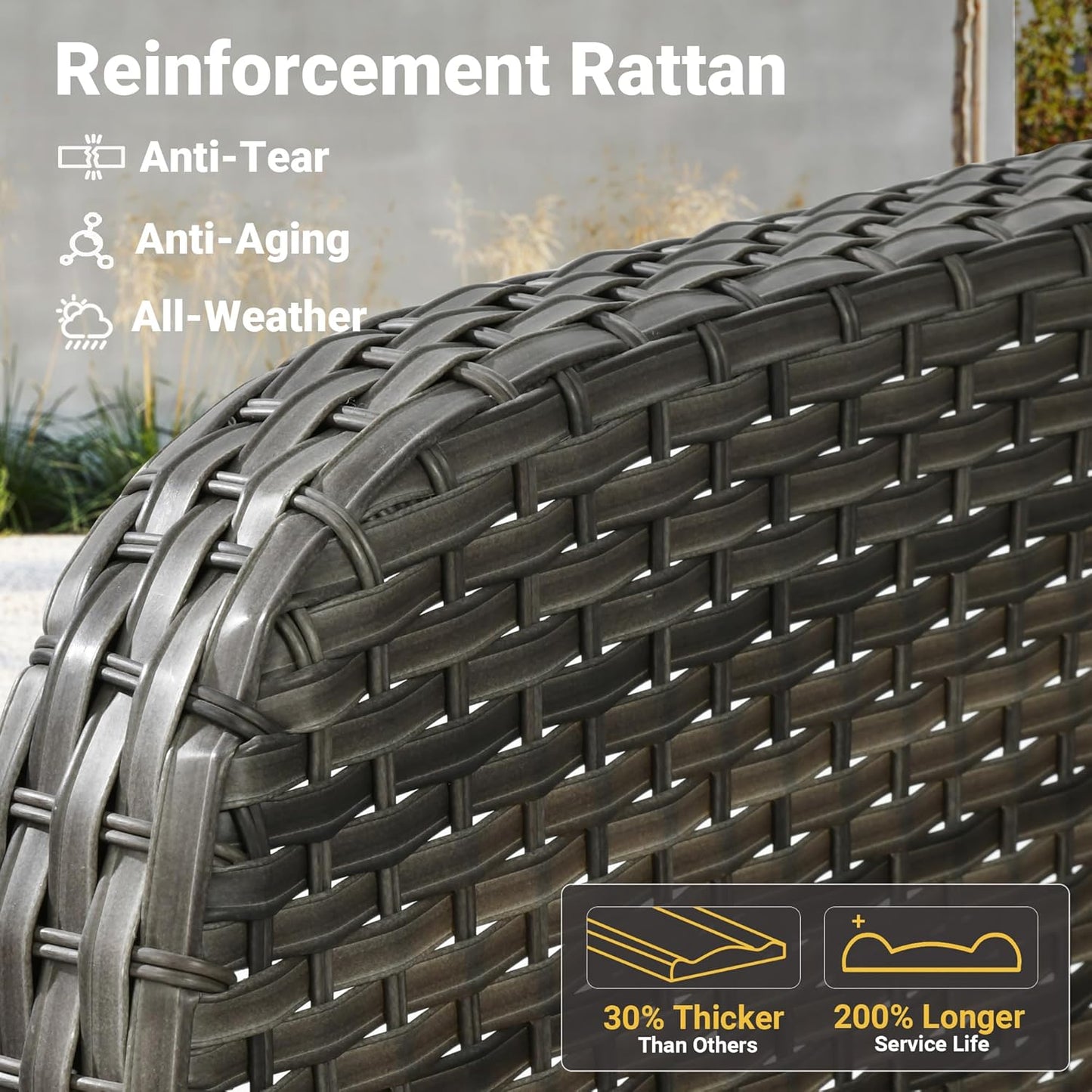 ovios 4 Pieces Patio Furniture Set with 30" Fire Pit Table, Outdoor Wicker Chairs of 4, All Weather High Back Rattan Chairs 4-Seater with Comfy Cushions, Dark Grey