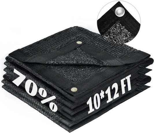 LOVE STORY 10x12FT 70% Black Shade Cloth Sun Shade Net with Grommets Sunblock Net Mesh Tarp for Garden,Plants Cover,Greenhouse and Patio