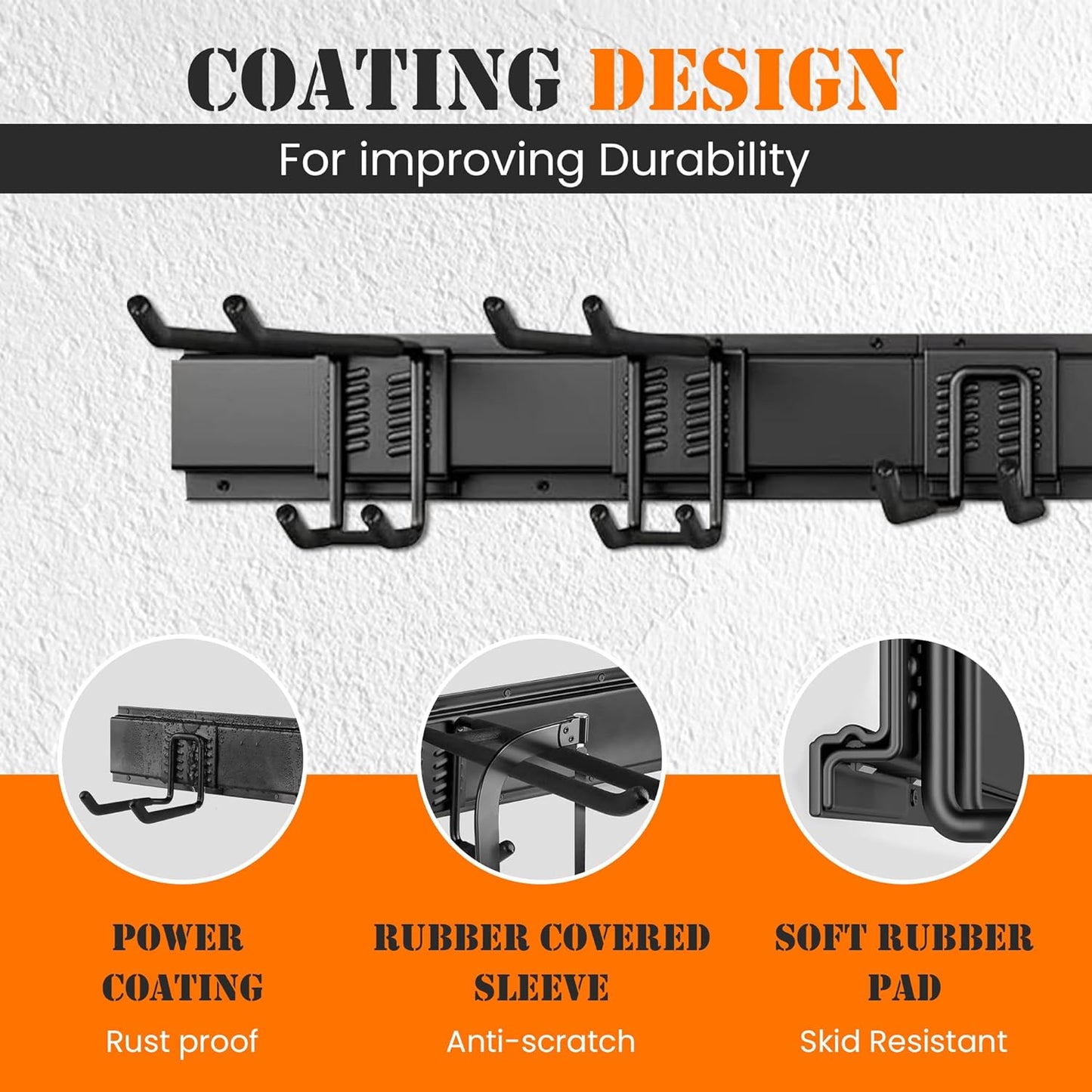 Garage Storage, Garage Organization, Garage Tool Organizer Wall Mount, Garden Tool Organization and Storage 48.1 Inches, Max 450lbs Adjustable Metal Hooks, Hangers Garden Yard Tool Rack,