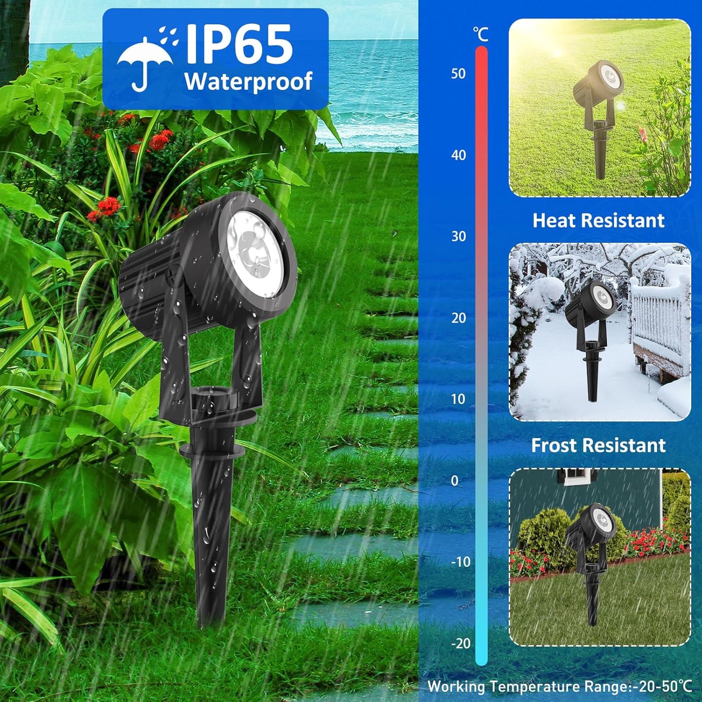 T-SUNUS Halloween Color Changing Solar Landscape Spotlights 2 Pack, IP65 Waterproof Christmas Lights 9.8ft Cable, Outdoor RGB Spot Light Separated Panel for Flag Tree Yard Garden Driveway Walkway Pond