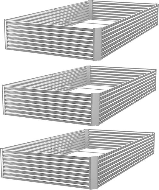 3 Pack 8x4FT Galvanized Raised Garden Bed Outdoor,Metal Garden Bed for Vegetables,Steel Raised Beds for Gardening,Above Ground Garden Box for Flower