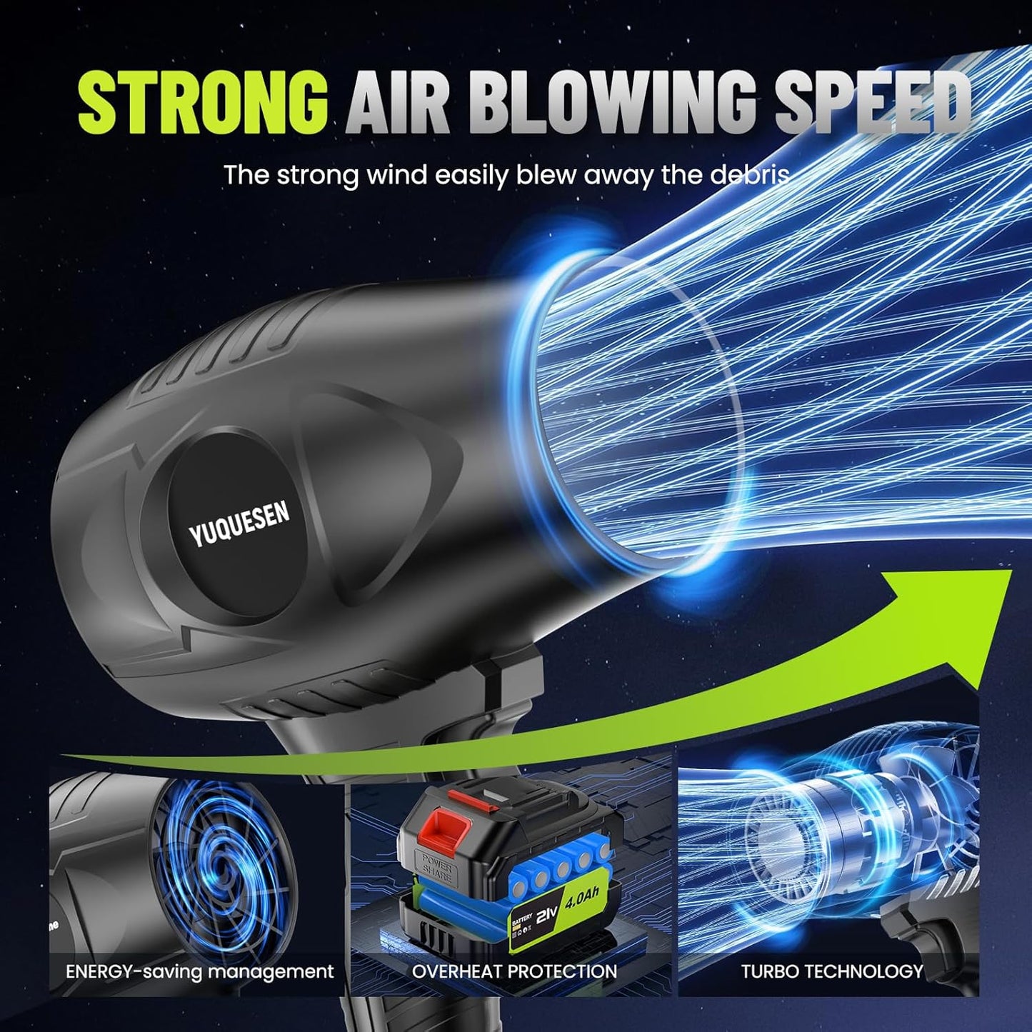 Cordless Leaf Blower 990,000 RPM - 21V Electric Leaf Blower with 4.0Ah Battery & Charger - Ultra Lightweight Handheld Blower for Patio, Garden, Driveway