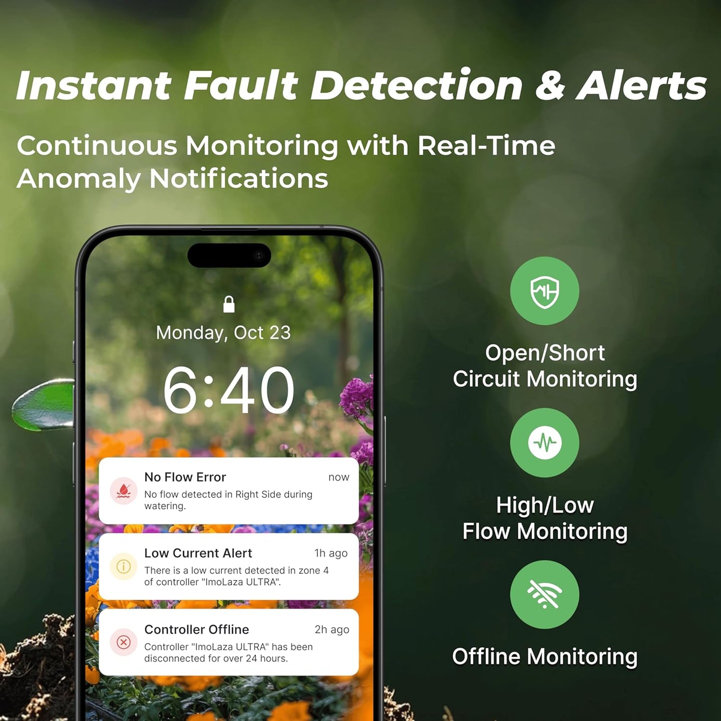 ImoLaza Outdoor Smart Sprinkler Controller, 8-Zone WiFi Irrigation Controller with Hyper-Local Weather, App Remote Control, Works w/ Alexa, Auto Watering, Rain/Freeze/Wind Skip, Smart Fault Detection