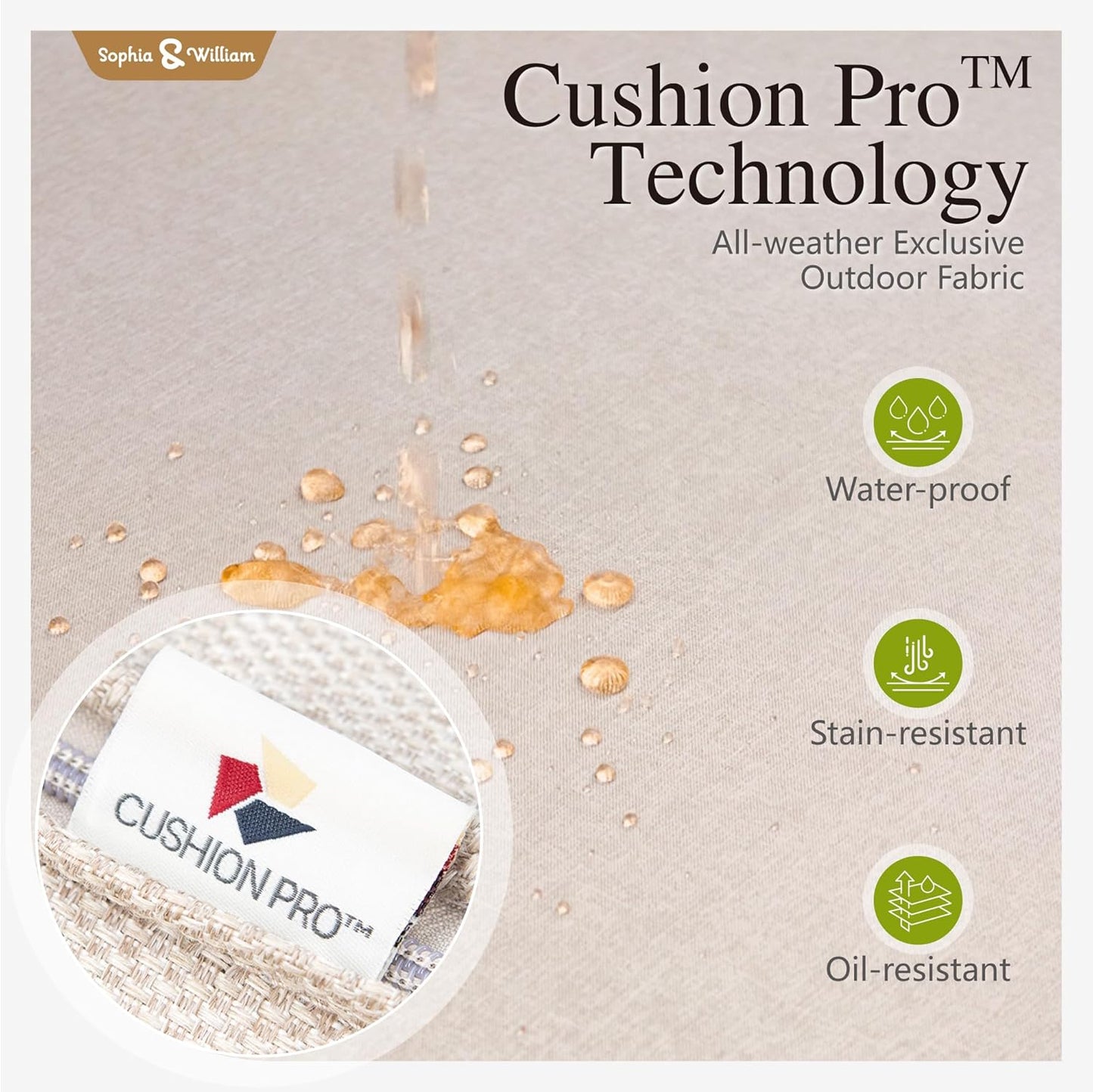 Sophia & William 4 Piece Patio Furniture Set with Fire Pit, Outdoor Conversation Sets 5 Seats Clearance with 45" Gas Fire Pit Table x 1, 3-seat Sofa x 1, Cushioned Chair x 2 for Porch Lawn, Beige