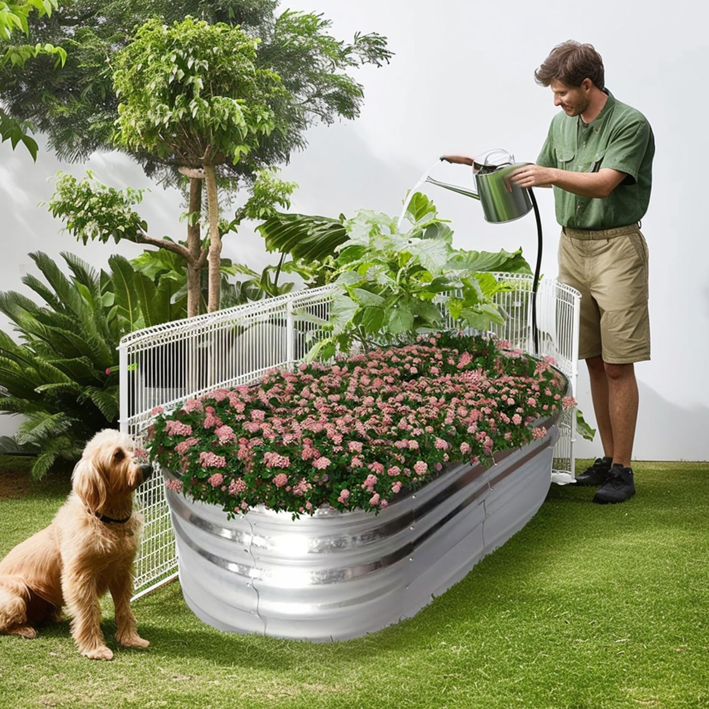 Raised Garden Bed, Raised Beds for Gardening Outdoor for Vegetables and Flowers Ground Planter Box, Galvanized Metal Planter Grow Garden Box,4x2x1ft