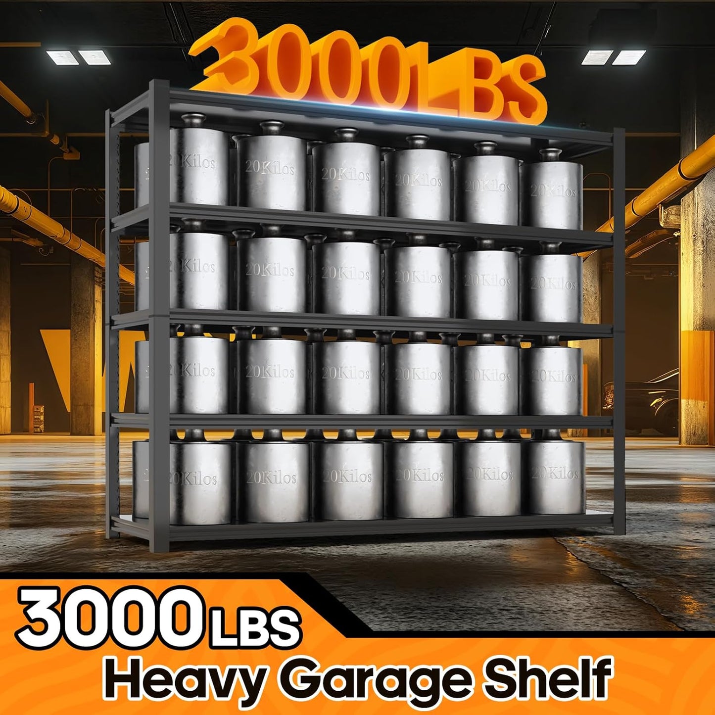 Garage Shelving Heavy Duty,5 Tier Adjustable Metal Shelving Storage Rack,Storage Shelves,48" Wx20 Dx72.2 H,Industrial Shelving Unit for Basement,Warehouse,Garage Organization.4 Pack